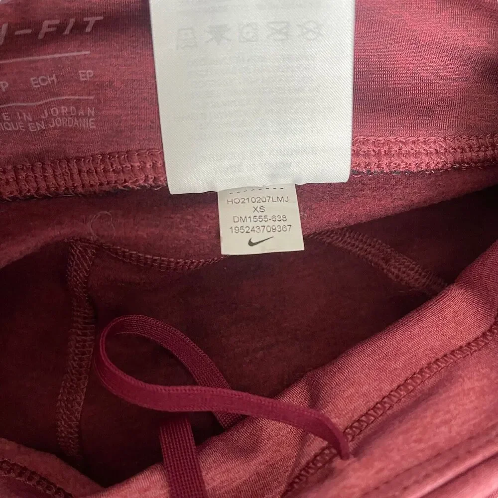 Nike XS Running Leggings Mid Rise Zip Pocket Berry Maroon Dri-Fit Workout